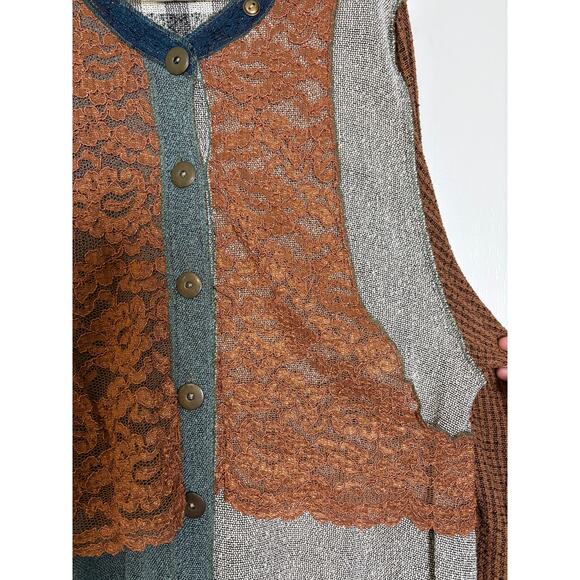 Look Boho Patchwork Raw Seam Multi-pattern Multi-fabric Size 1 Top Pant Set - Picture 4 of 10